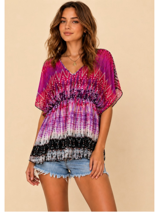 Unbranded Tops - Y2K Pink Boho Sheer Tunic ✨ Festival Vacation Top M